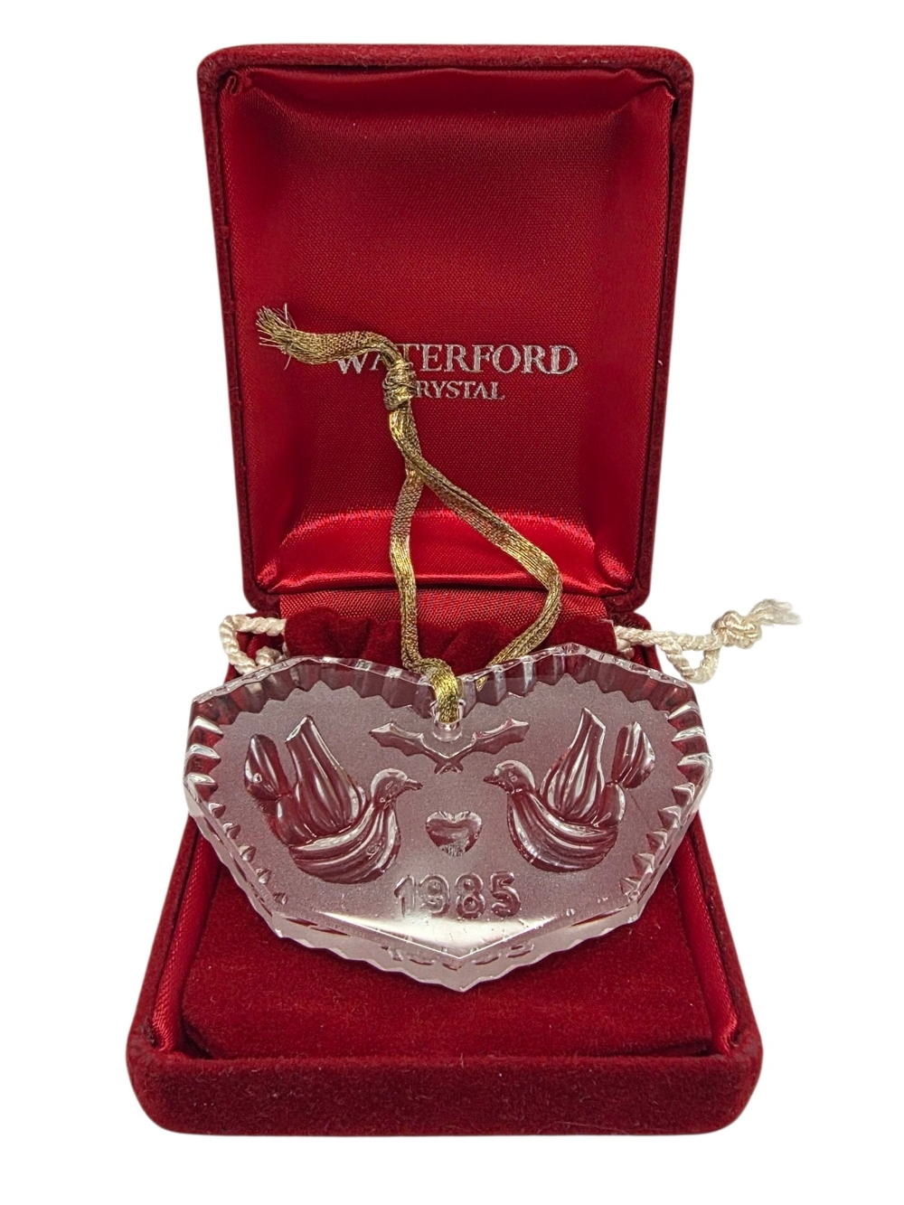 Waterford Crystal 2 Turtle Doves 12 Days of Christmas Ornaments 1985 w/ Box